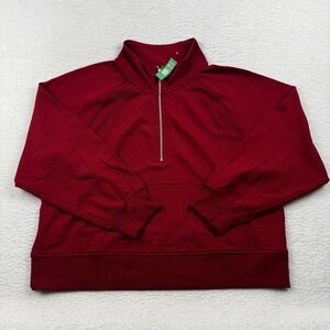 GAP Sweater Women's 2XL Red Half Zip Preppy Pullover Sweatshirt Mock Neck